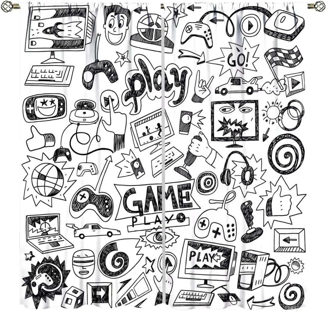 ผ้าม่านตกแต่งห้องเกมเมอร์ ลายว - Retro Gaming Youtube บทวิจารณ์และราคา